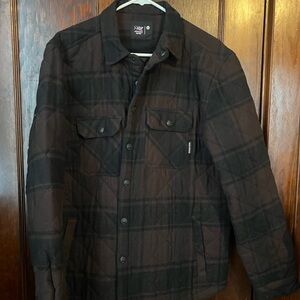 Men's Black and Brown Quilted Shirt Jacket